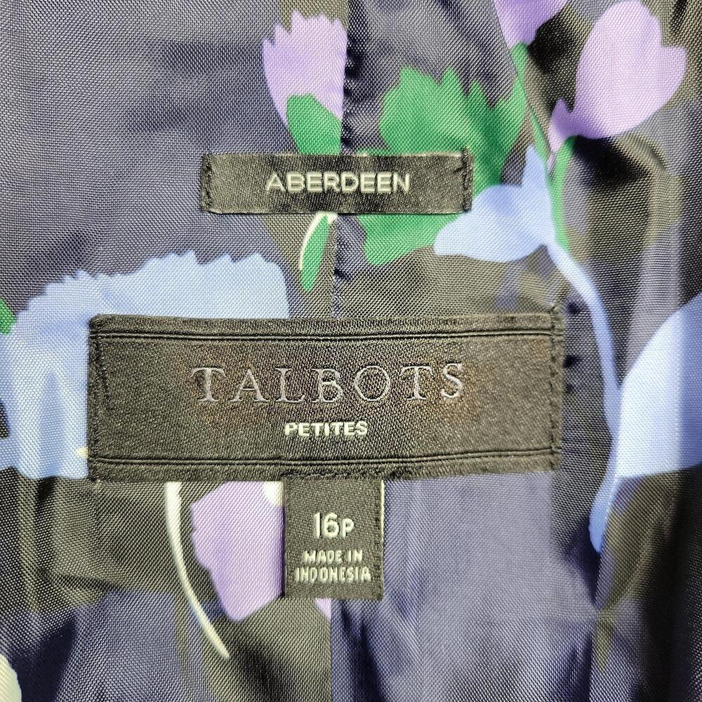 Talbots Aberdeen Blazer 16P Blue Wool Blend Lined Pockets 3-Button Jacket Office - Picture 8 of 9
